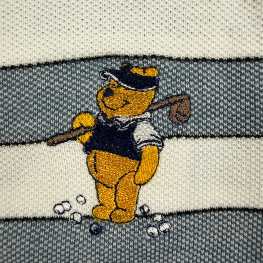 Chasten Kids Golf‎ T-Shirt Kids 6X Blue Striped Winnie the Pooh Vintage Disney